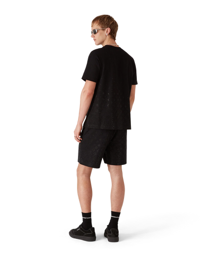 Shorts de jogging monogrammés ornés de cristaux