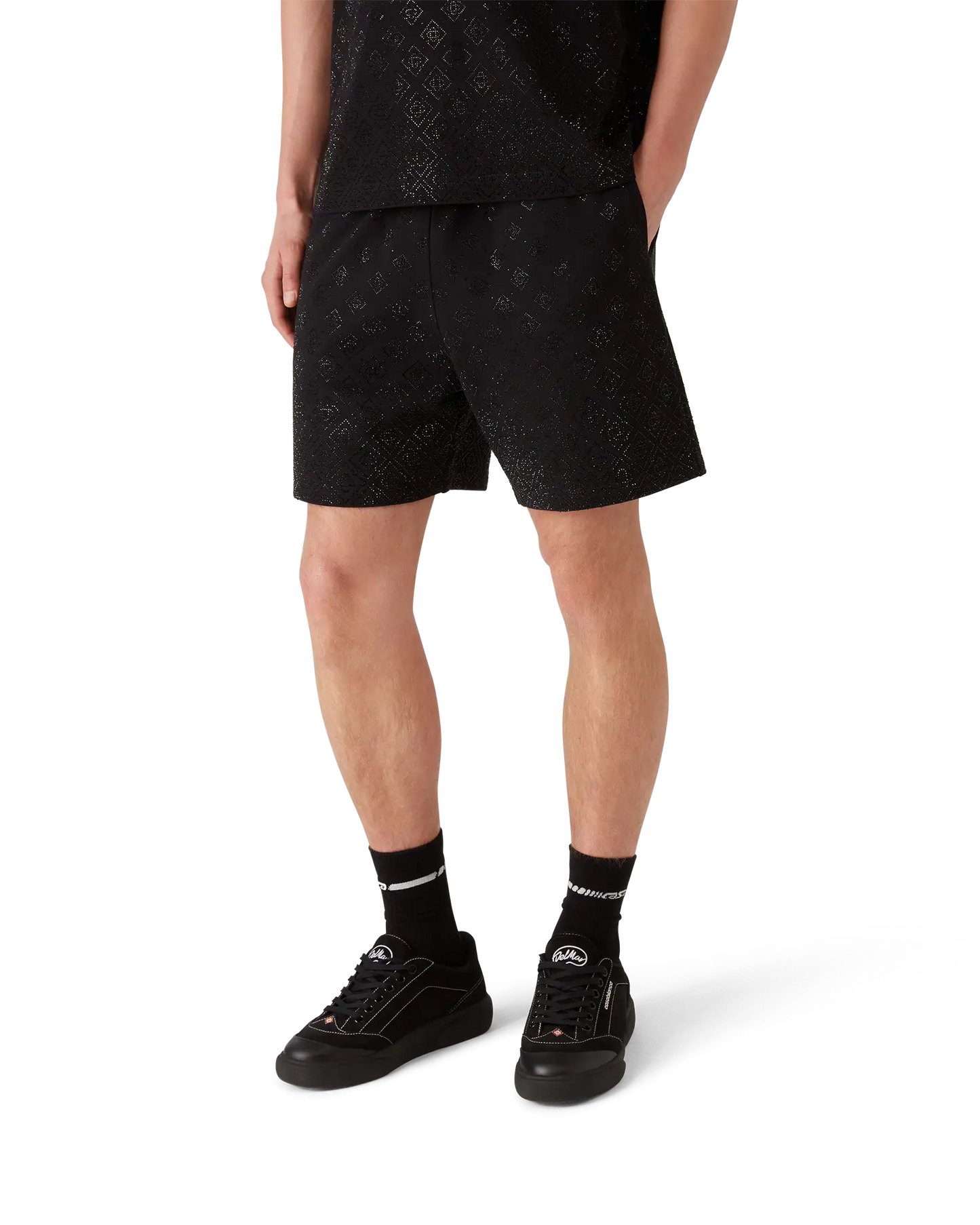 Shorts de jogging monogrammés ornés de cristaux