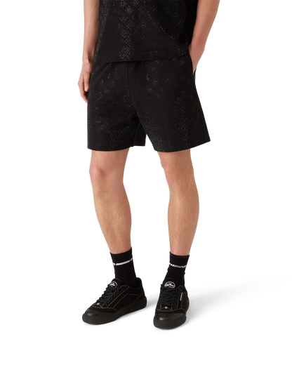 Shorts de jogging monogrammés ornés de cristaux