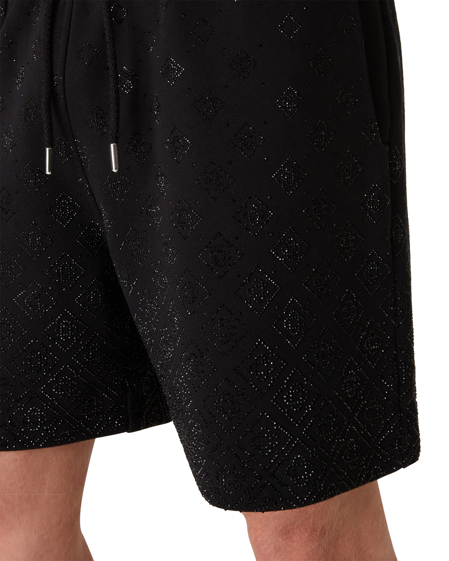 Shorts de jogging monogrammés ornés de cristaux