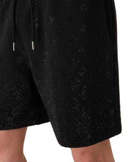 Shorts de jogging monogrammés ornés de cristaux