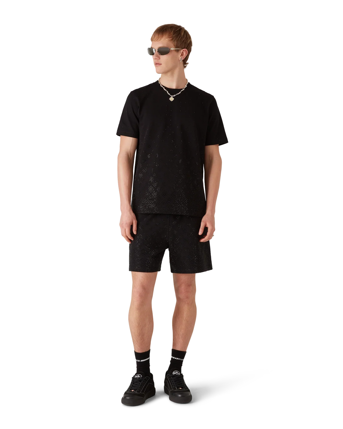 T-shirt à manches courtes avec logo monogramme en cristal