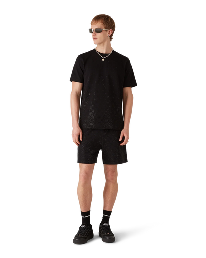 T-shirt à manches courtes avec logo monogramme en cristal