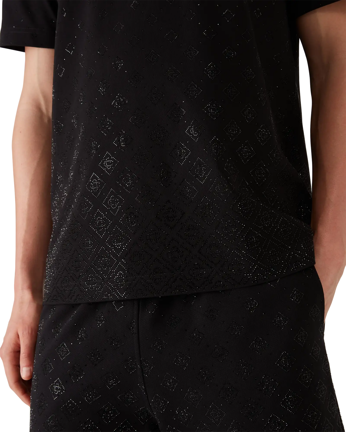 T-shirt à manches courtes avec logo monogramme en cristal