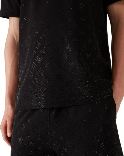 T-shirt à manches courtes avec logo monogramme en cristal