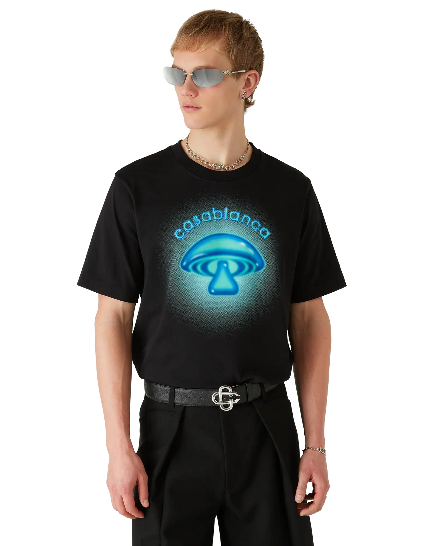 T-shirt à manches courtes avec logo champignon aérographe