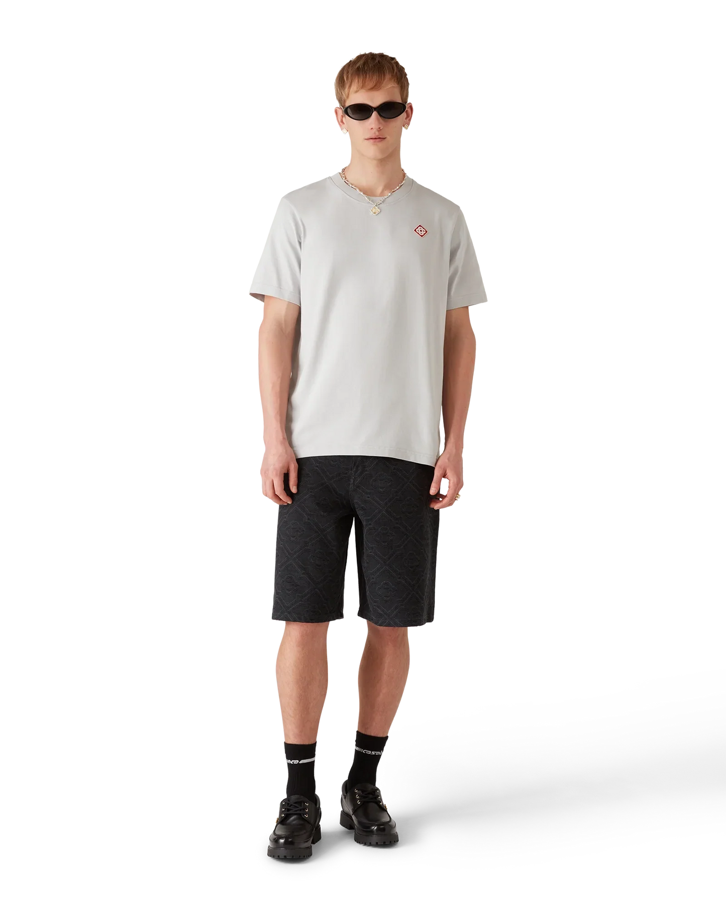 T-shirt à Manches Courtes avec Logo Diamant Gris
