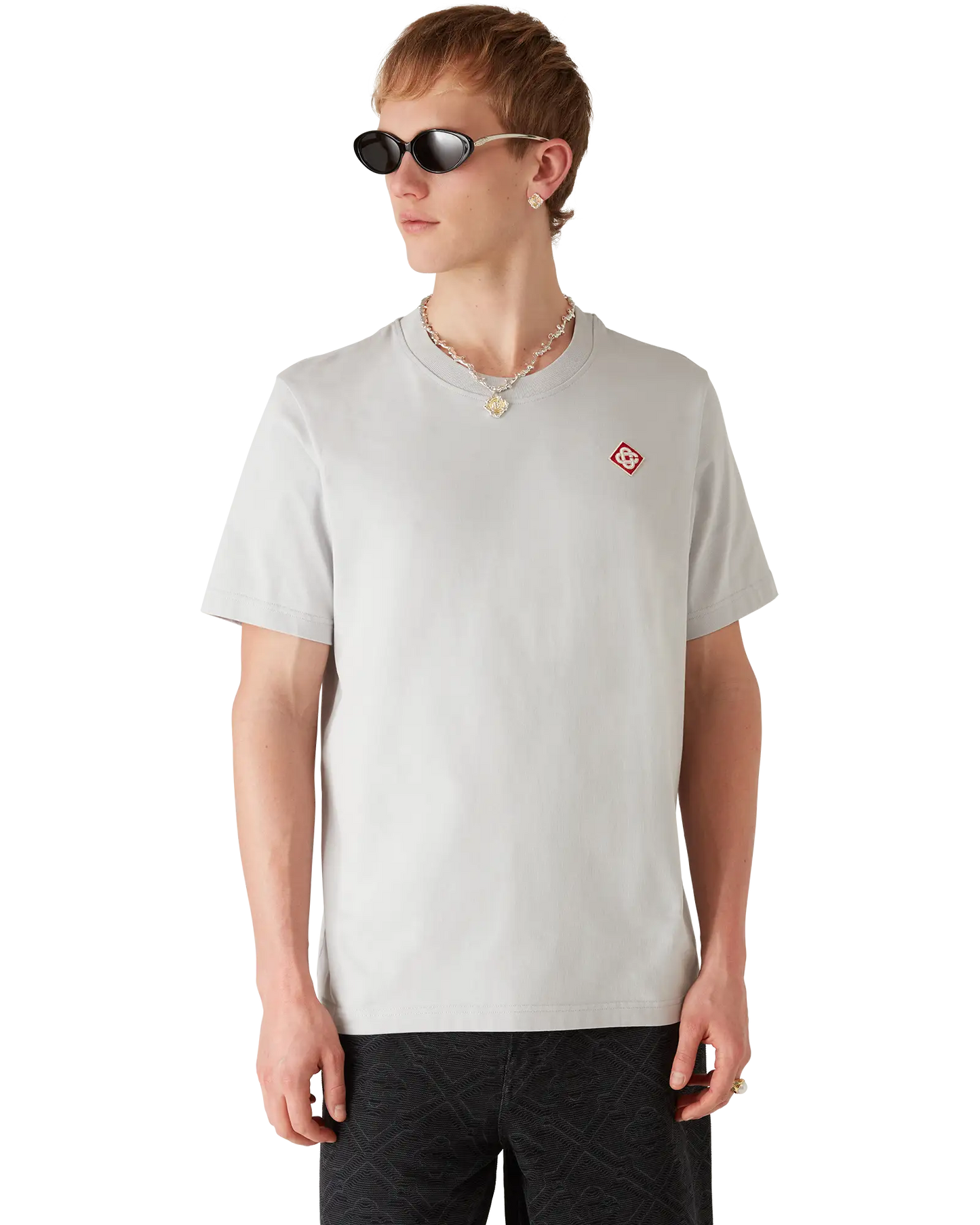 T-shirt à Manches Courtes avec Logo Diamant Gris