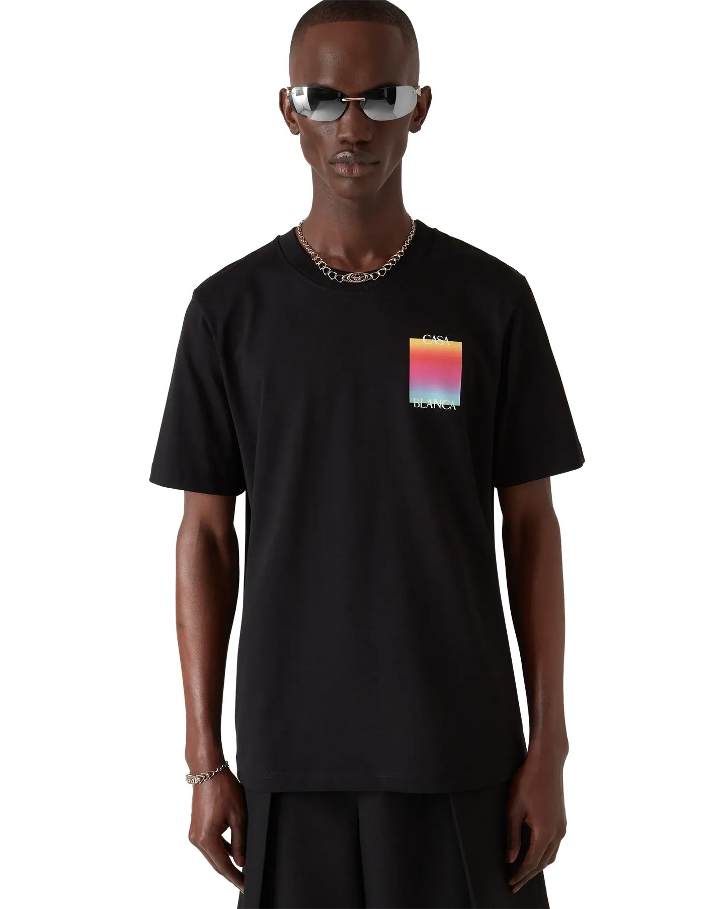 T-shirt à manches courtes avec logo carré dégradé