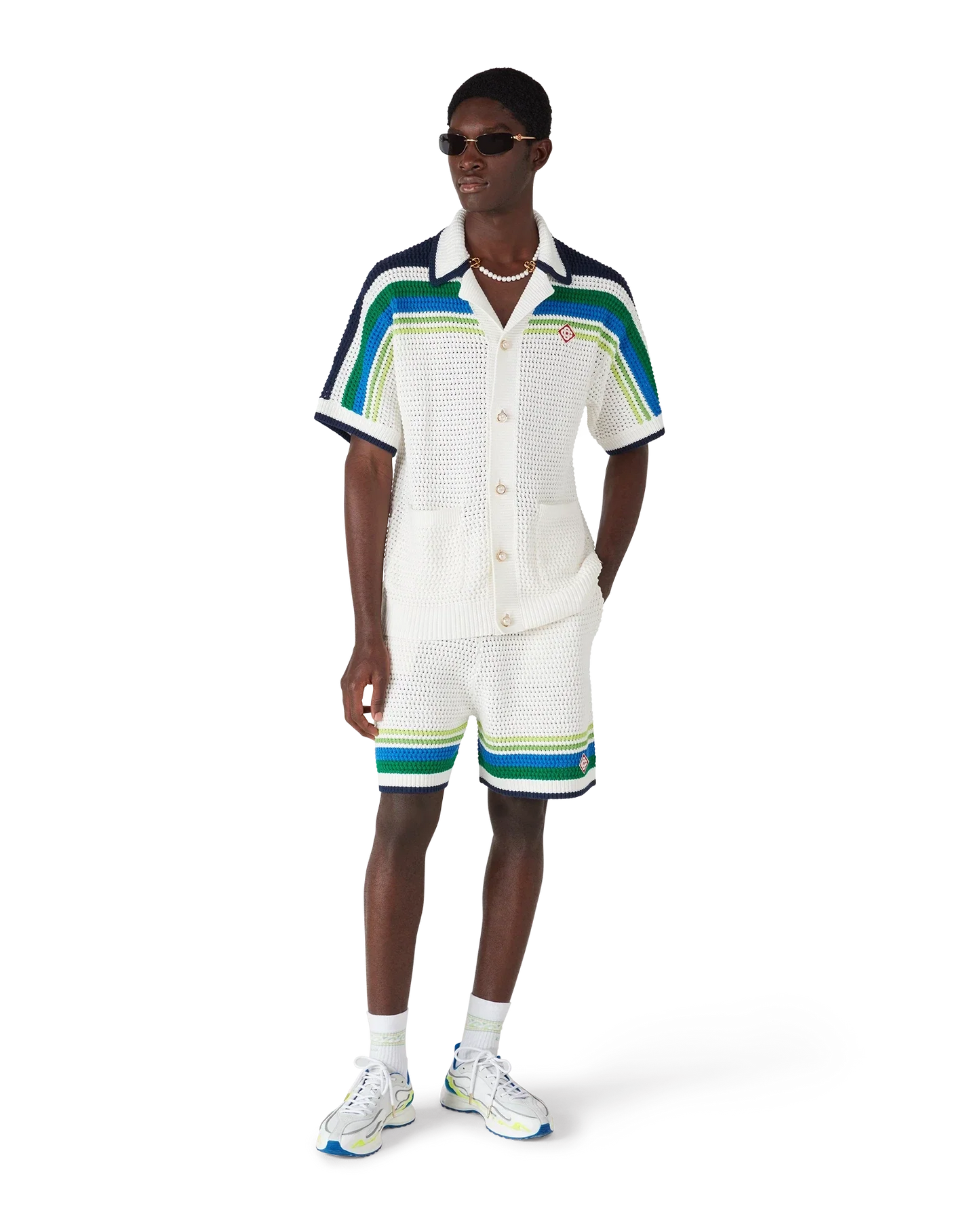 Short en maille rayé