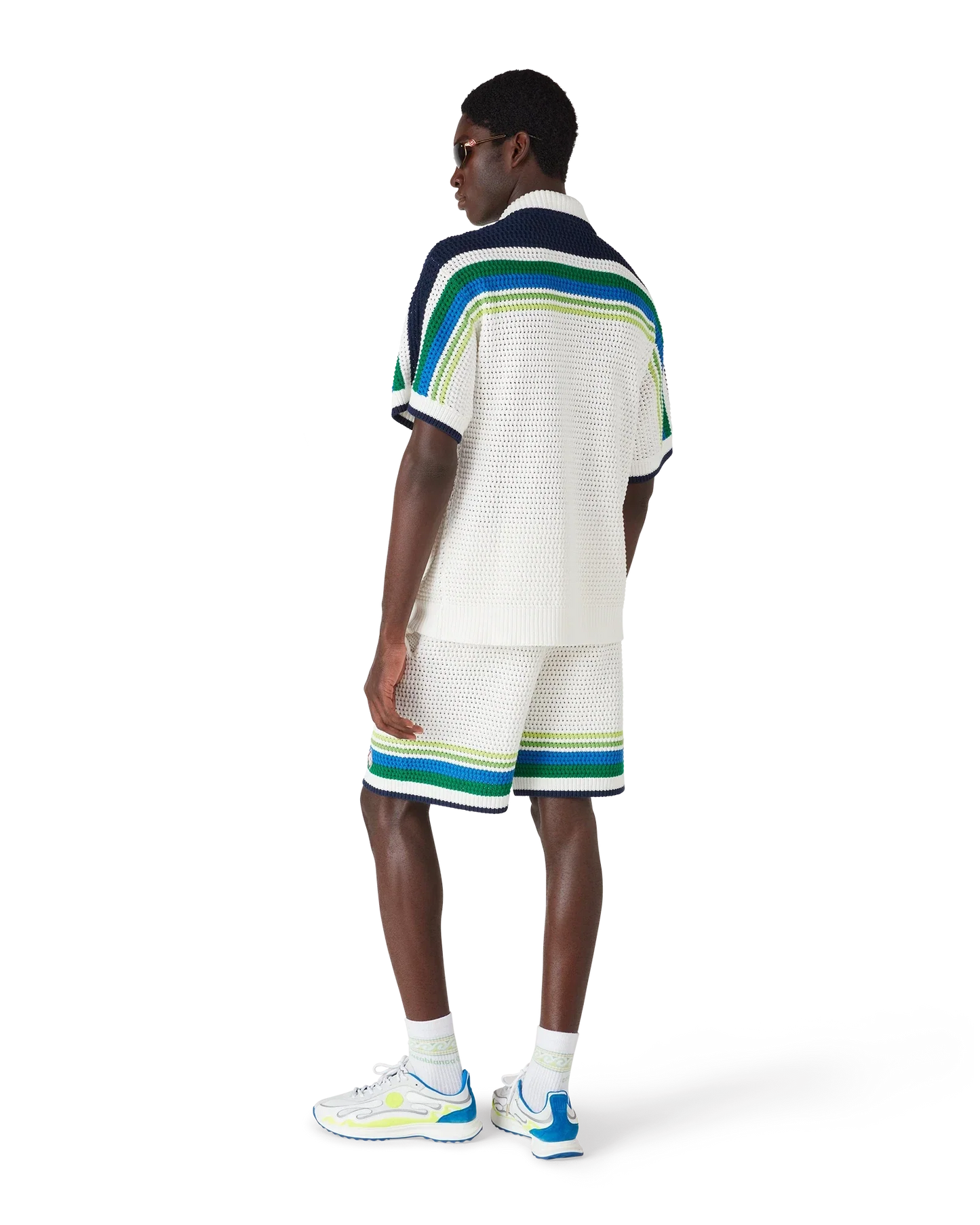 Short en maille rayé