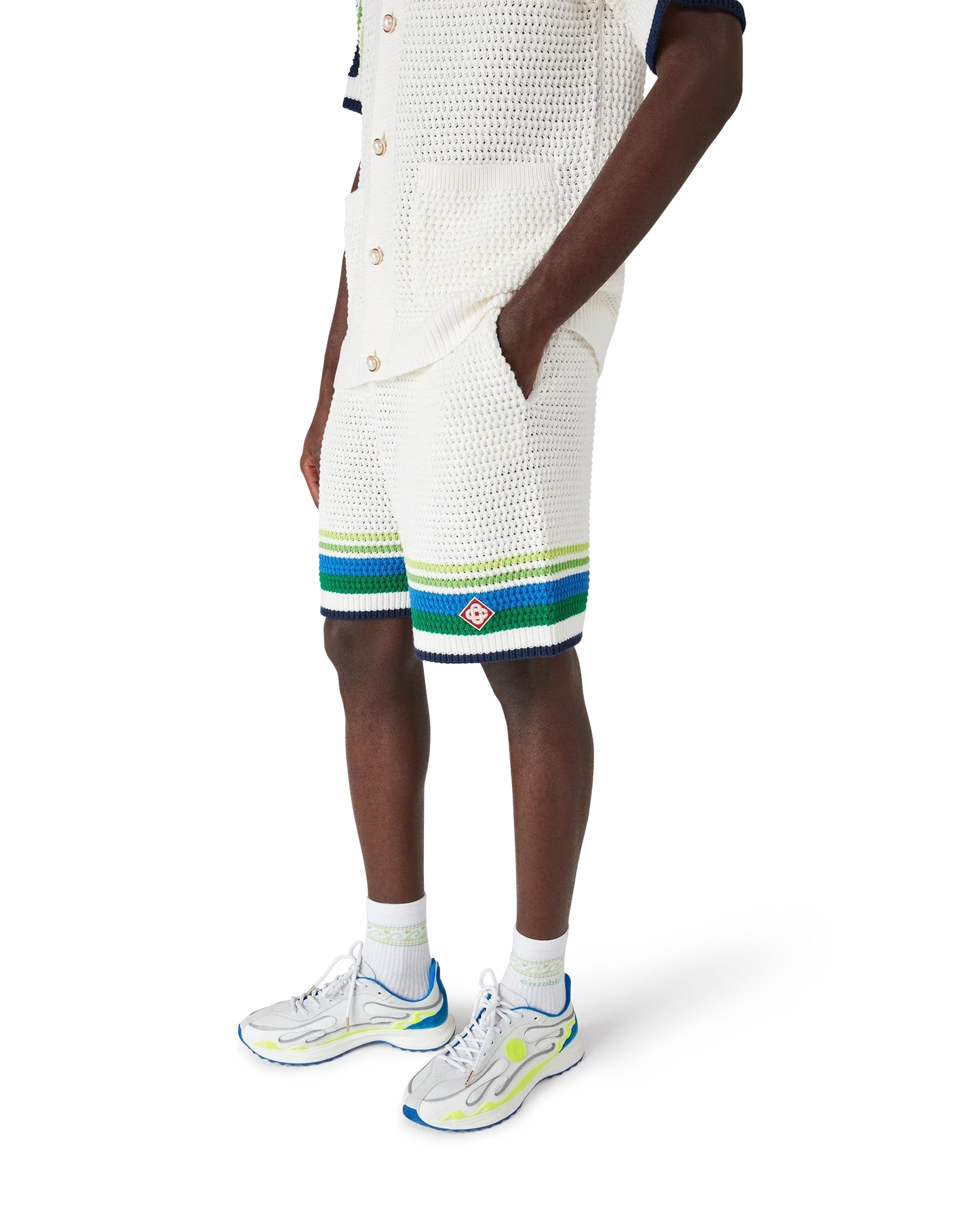 Short en maille rayé