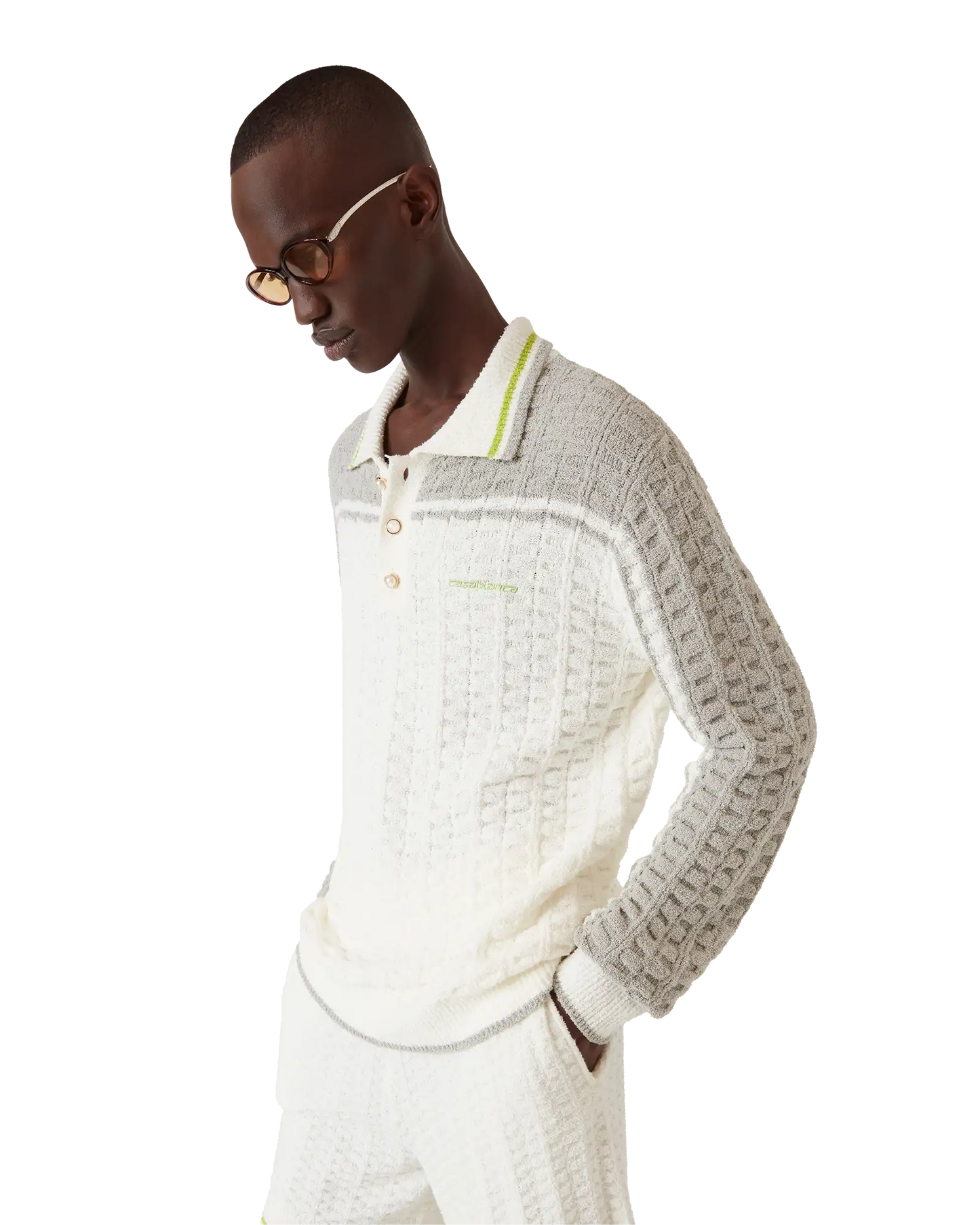 Tennis Boucle Long Sleeve Polo Shirt