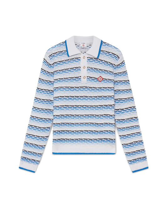 Tuck Stitch Long Sleeve Polo Shirt