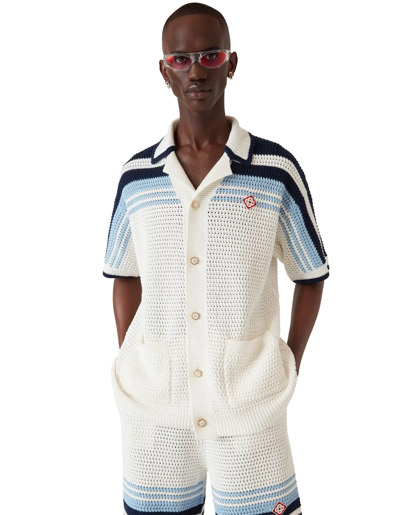 Chemise à manches courtes en crochet de coton Tennis