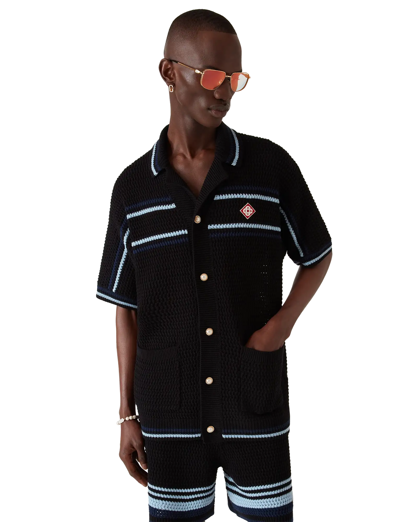 Chemise à manches courtes en crochet de coton Tennis