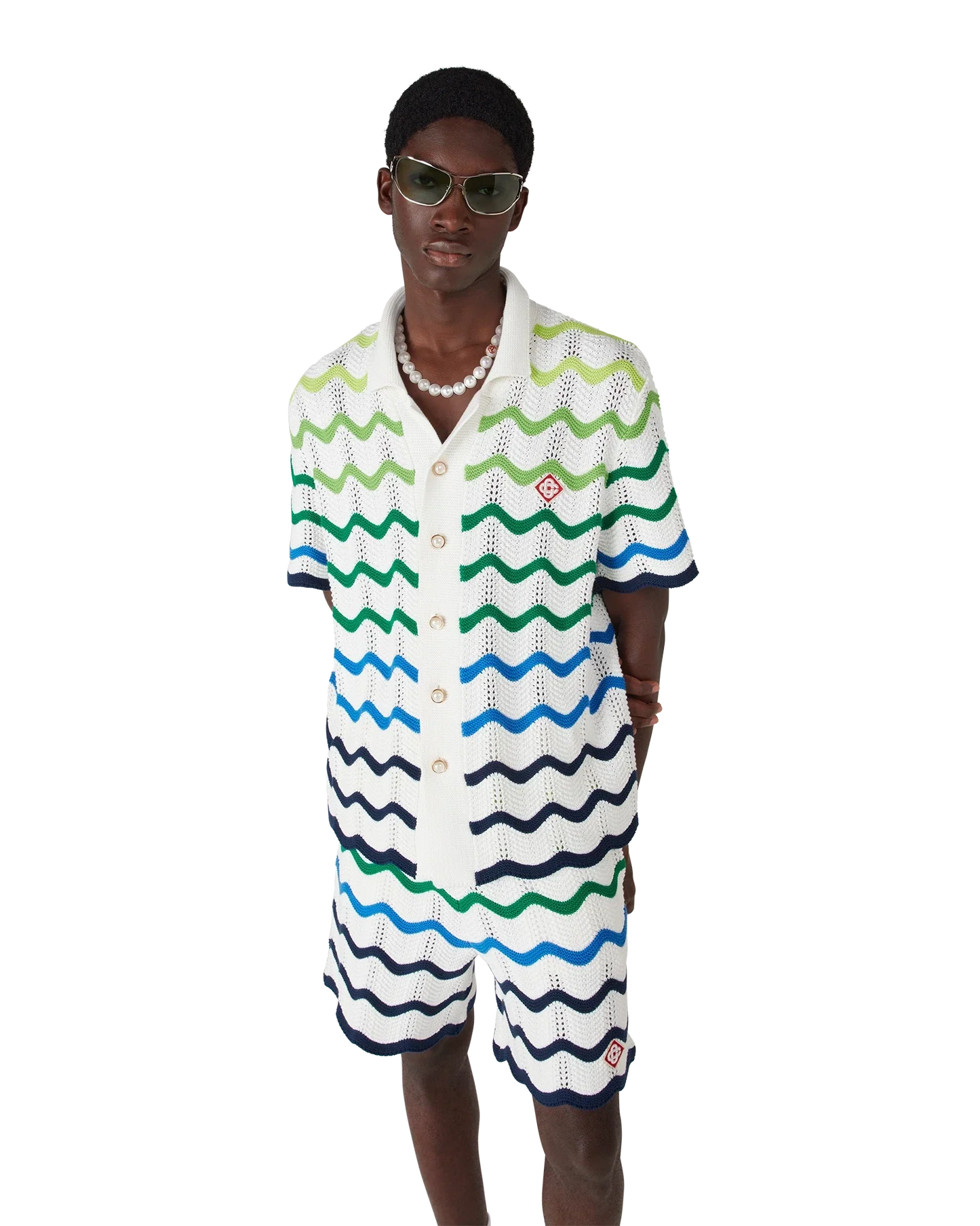 Chemise en maille à manches courtes Wave