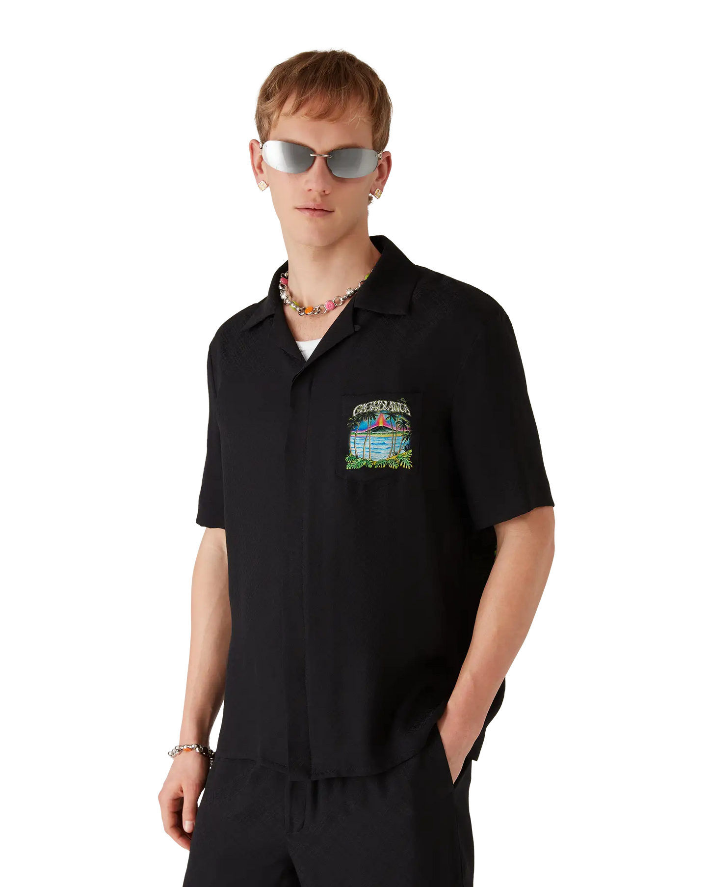 Chemise jacquard Volcano à manches courtes