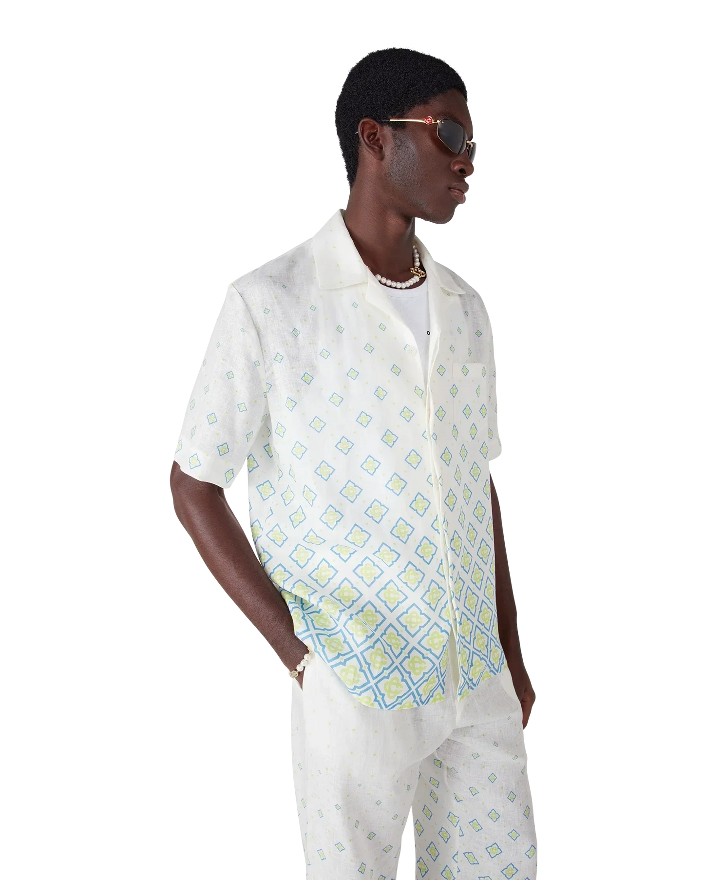 Chemise en lin à manches courtes Monogram dégradé