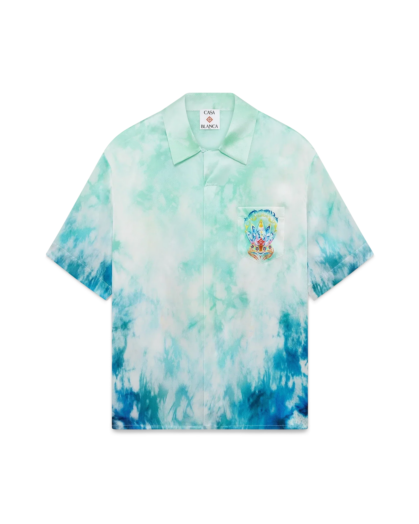 Chemise en soie à manches courtes Surf Lotus