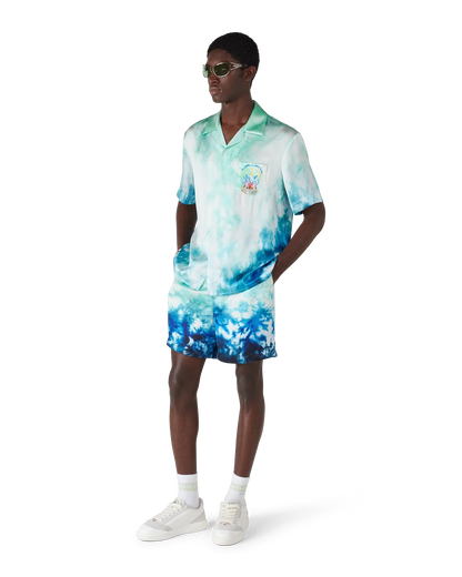 Chemise en soie à manches courtes Surf Lotus