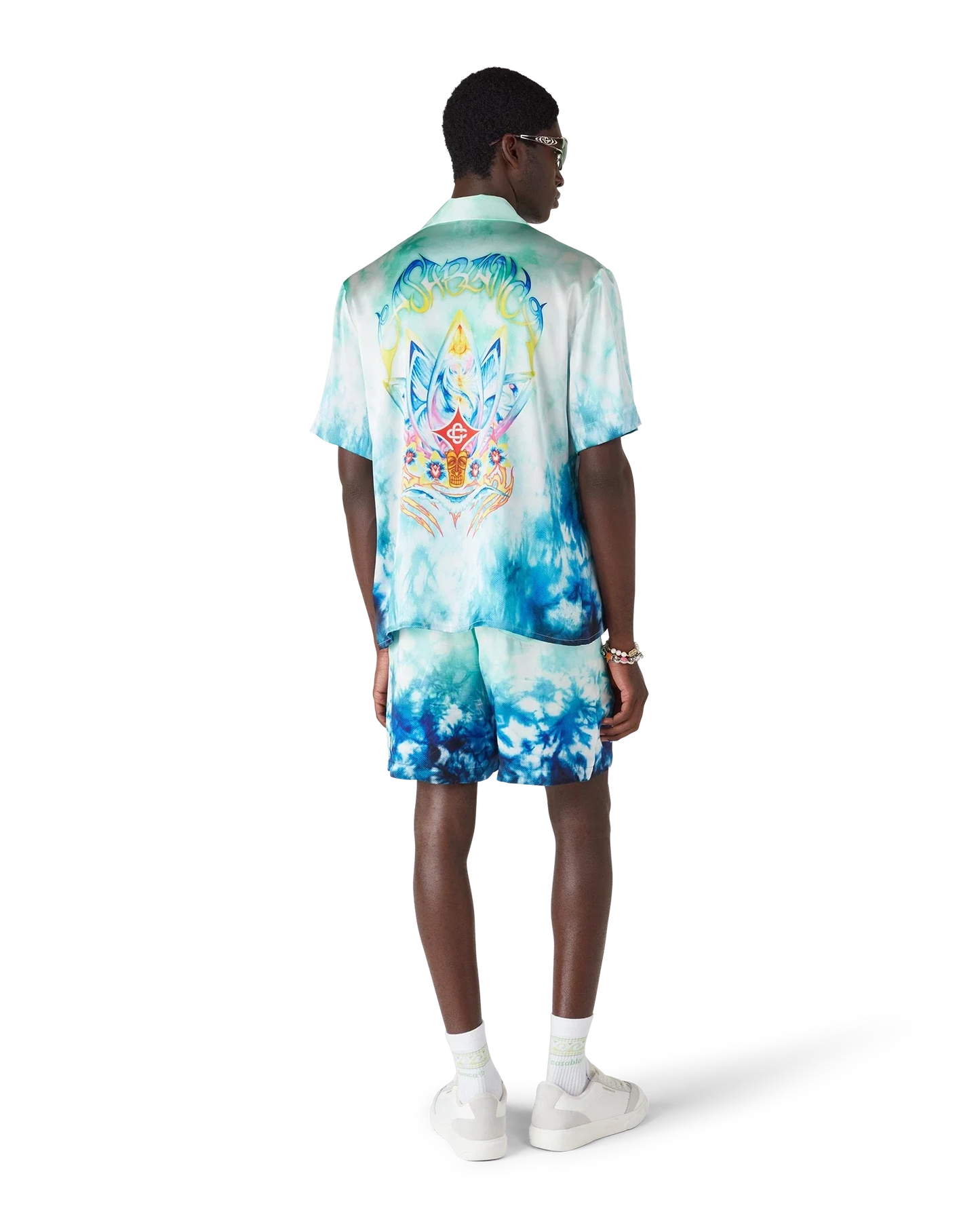 Chemise en soie à manches courtes Surf Lotus