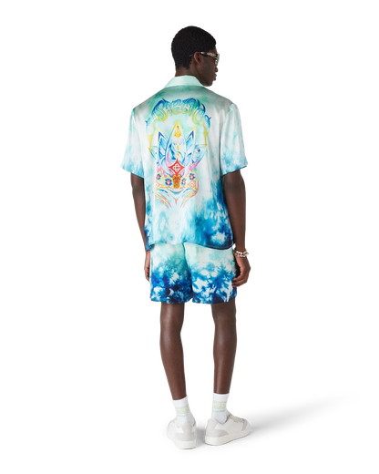 Chemise en soie à manches courtes Surf Lotus