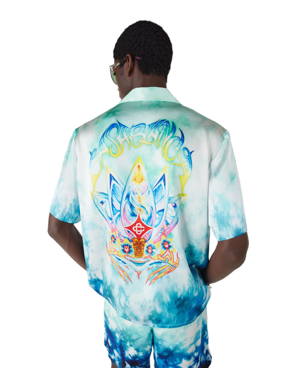 Chemise en soie à manches courtes Surf Lotus