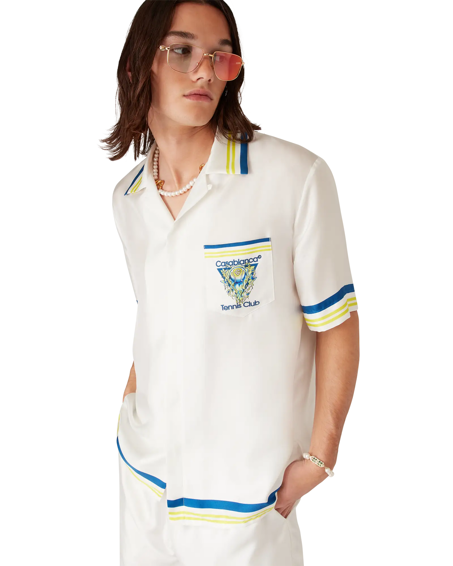 Chemise en soie à manches courtes du Tennis Club