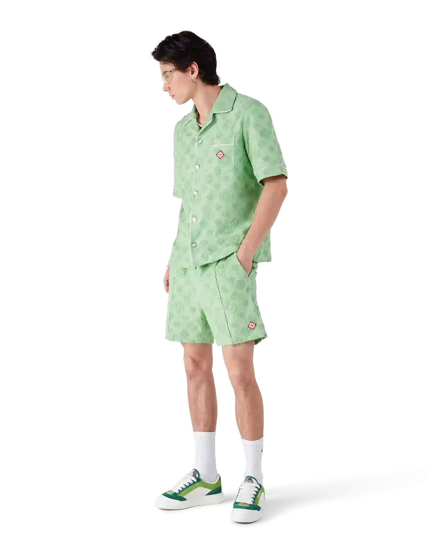 Chemise à manches courtes en tissu éponge monogrammé