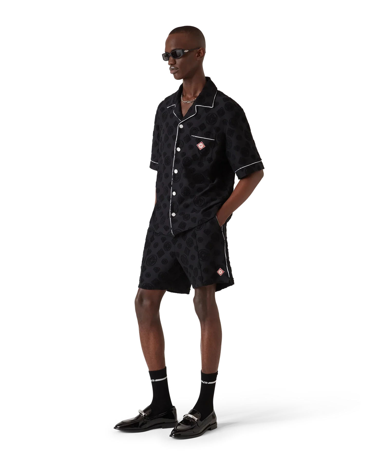 Chemise en éponge à manches courtes avec monogramme