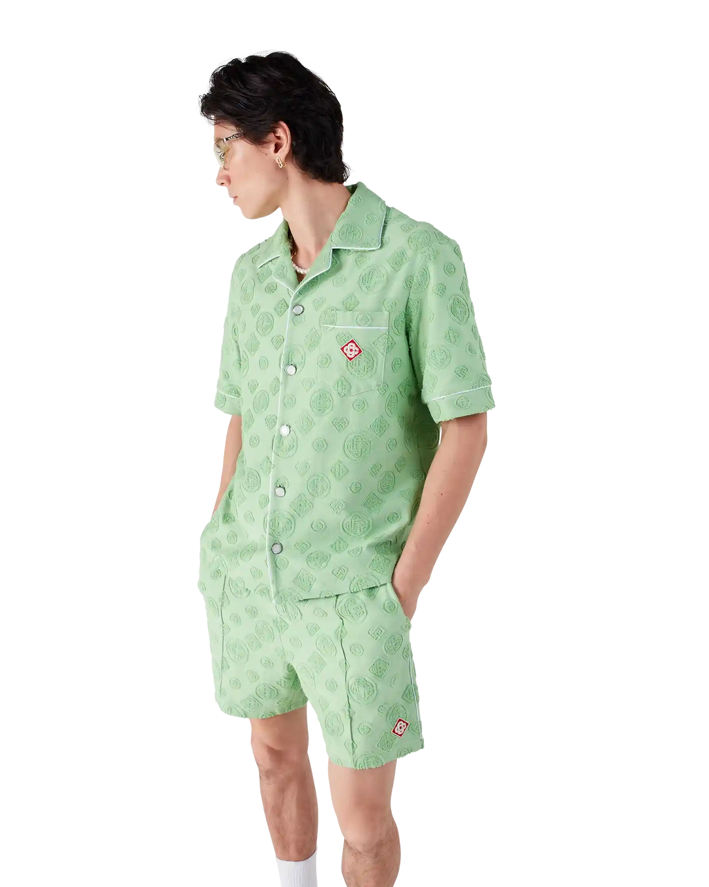 Chemise à manches courtes en tissu éponge monogrammé