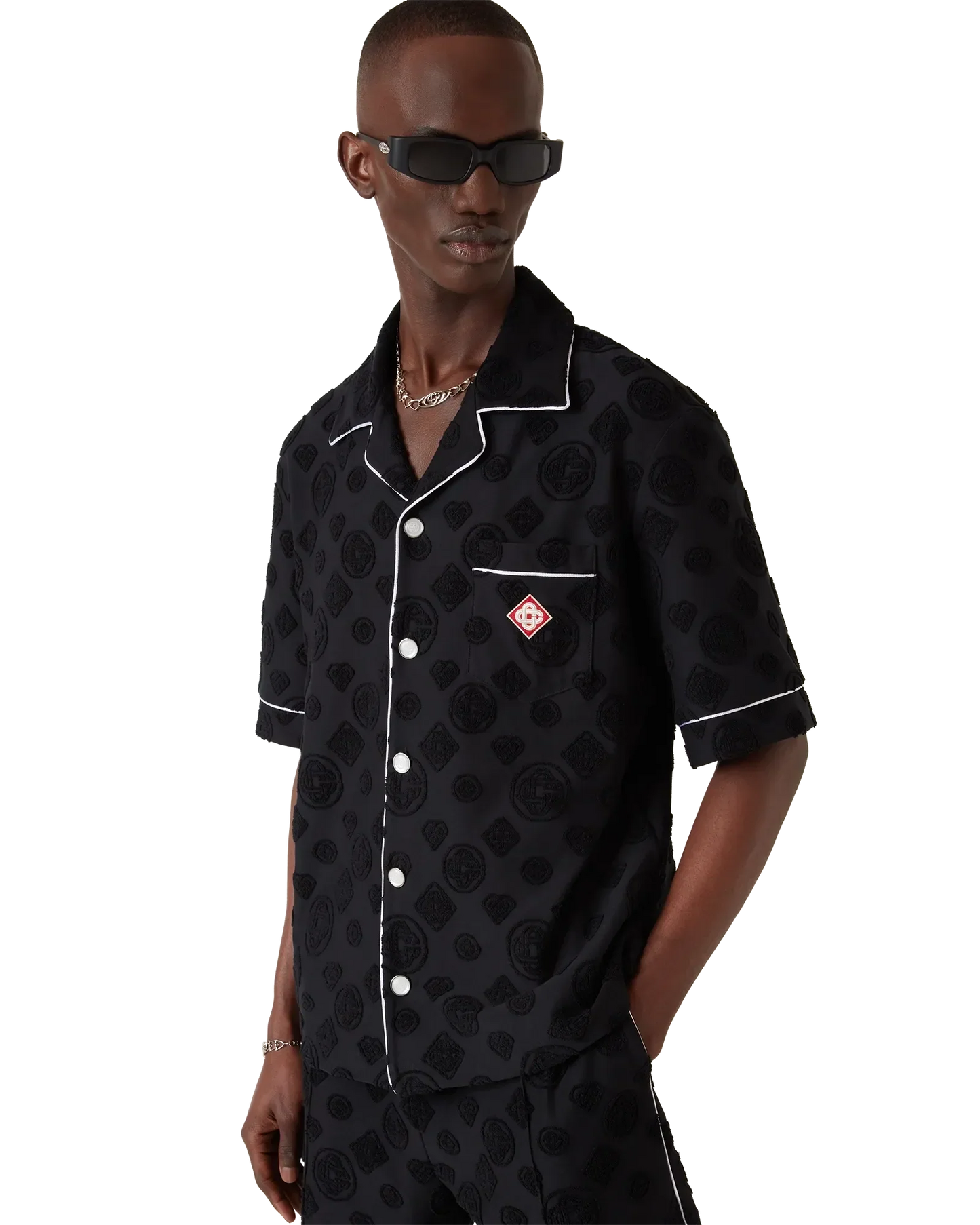 Chemise en éponge à manches courtes avec monogramme