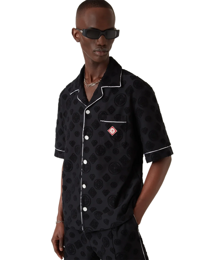 Chemise en éponge à manches courtes avec monogramme