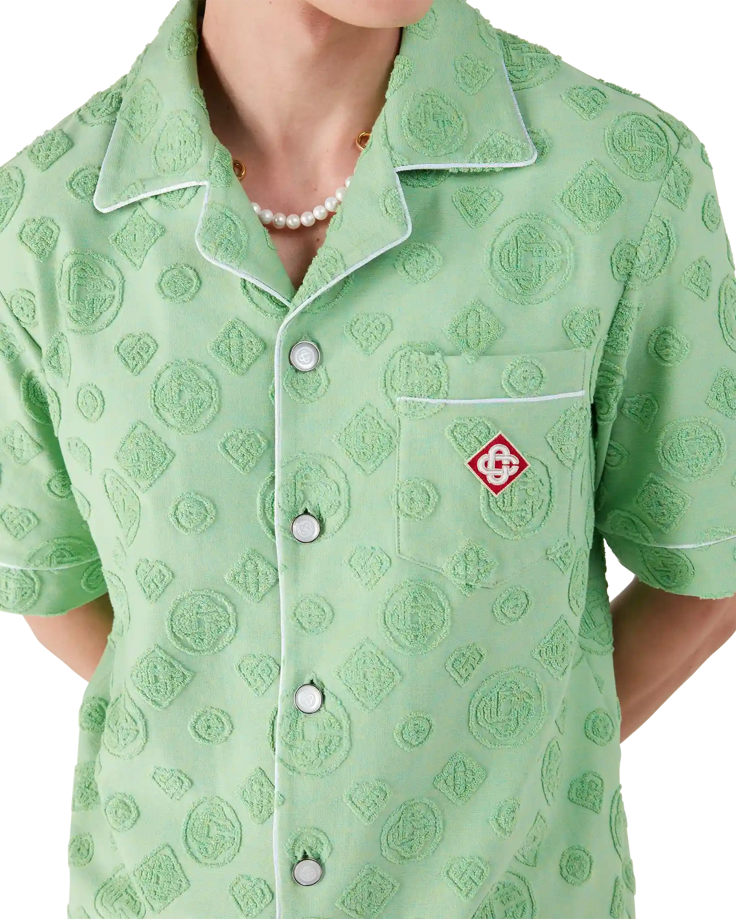 Chemise à manches courtes en tissu éponge monogrammé
