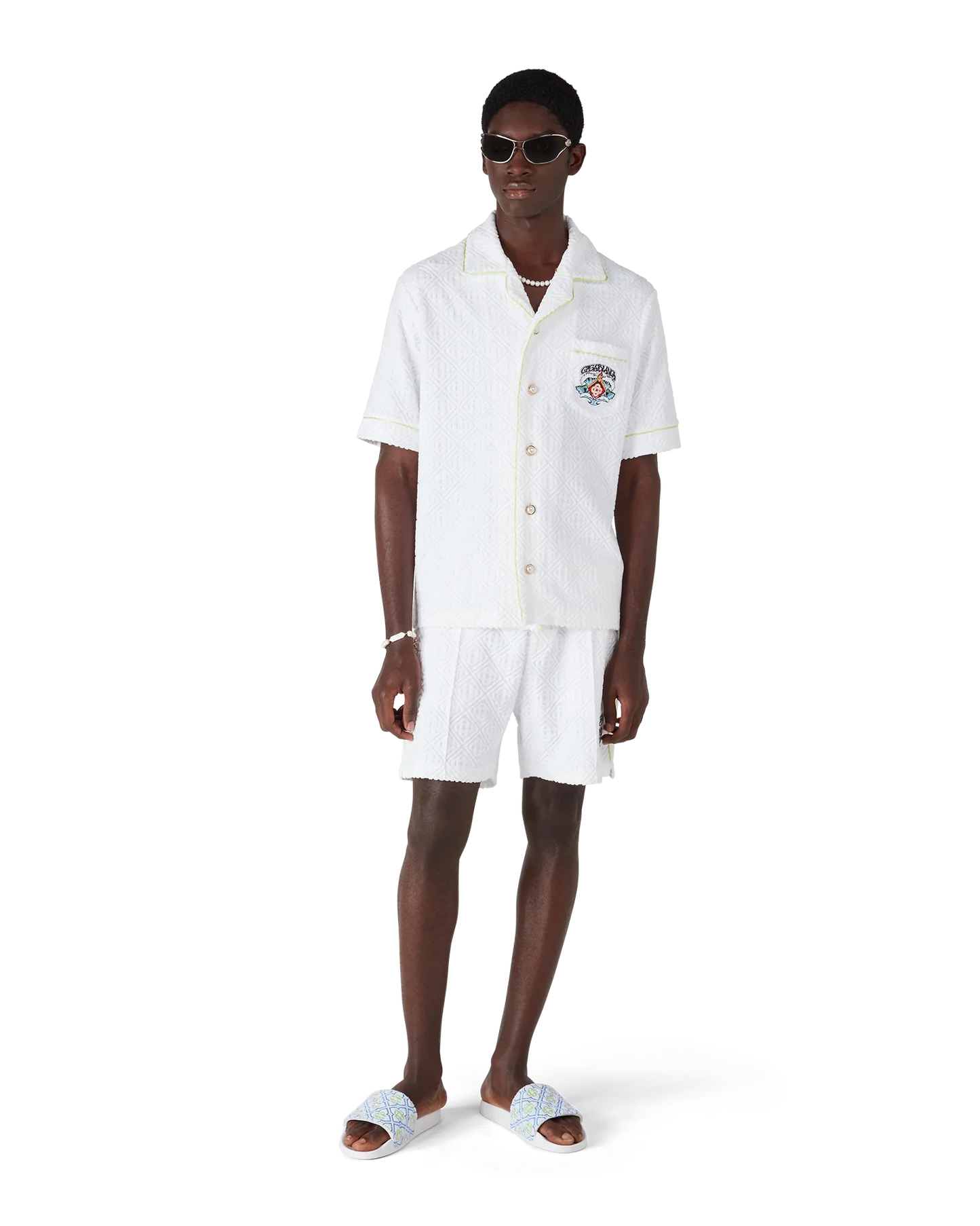 Chemise à manches courtes en tissu éponge blanc
