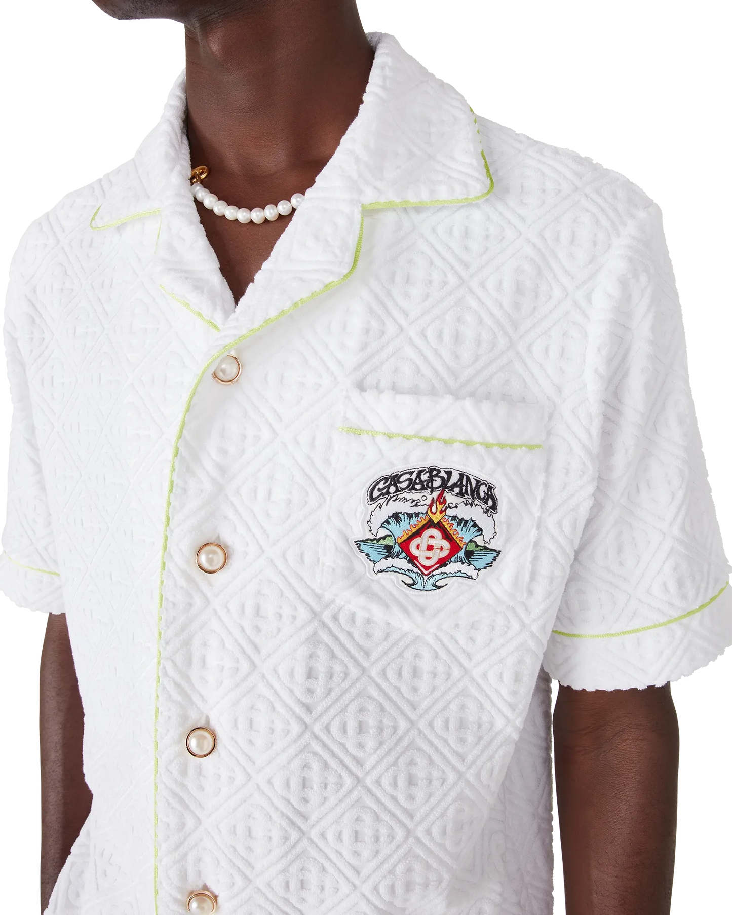 Chemise à manches courtes en tissu éponge blanc