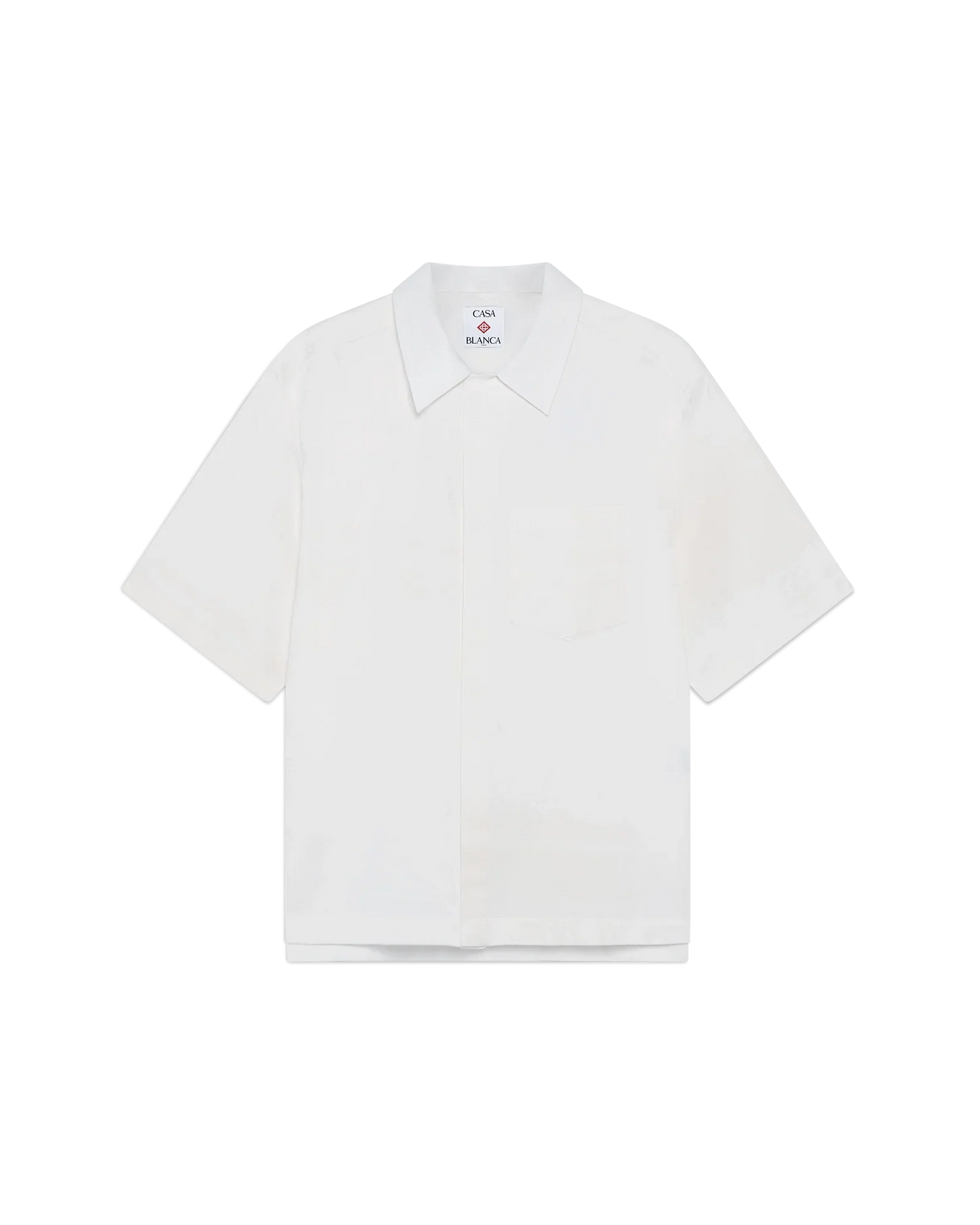 Chemise blanche monogrammée à manches courtes