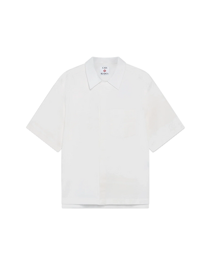 Chemise blanche monogrammée à manches courtes
