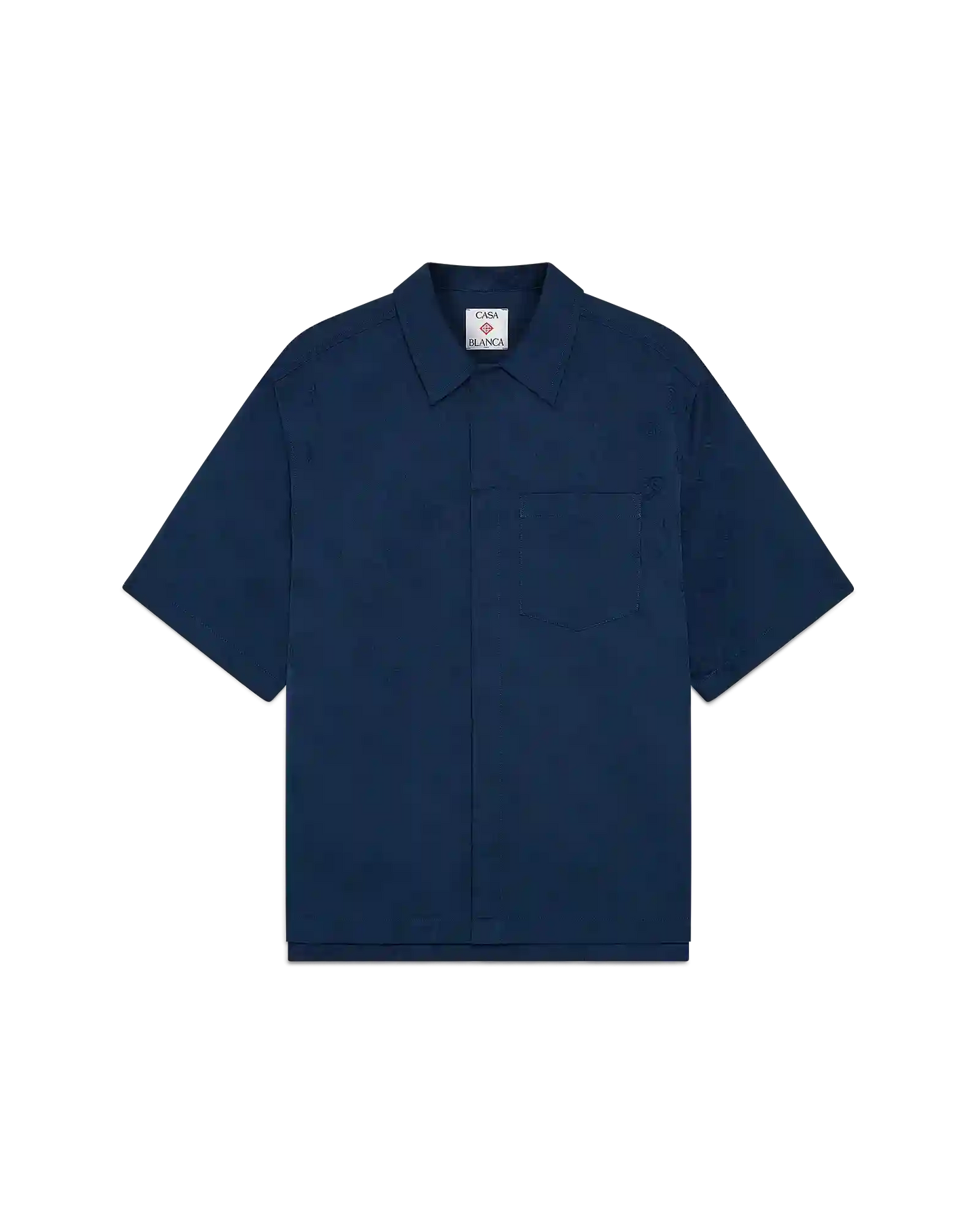 Chemise à manches courtes monogramme marine