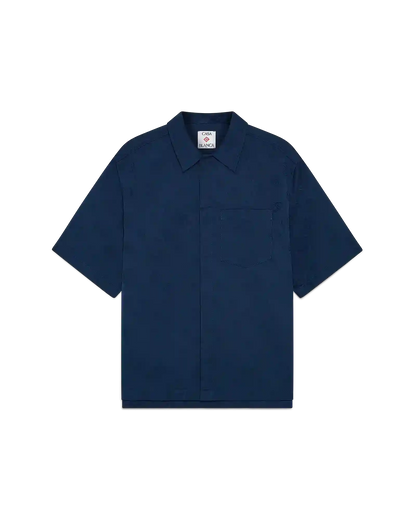 Chemise à manches courtes monogramme marine