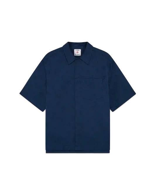 Navy Monogram Short Sleeve Shirt