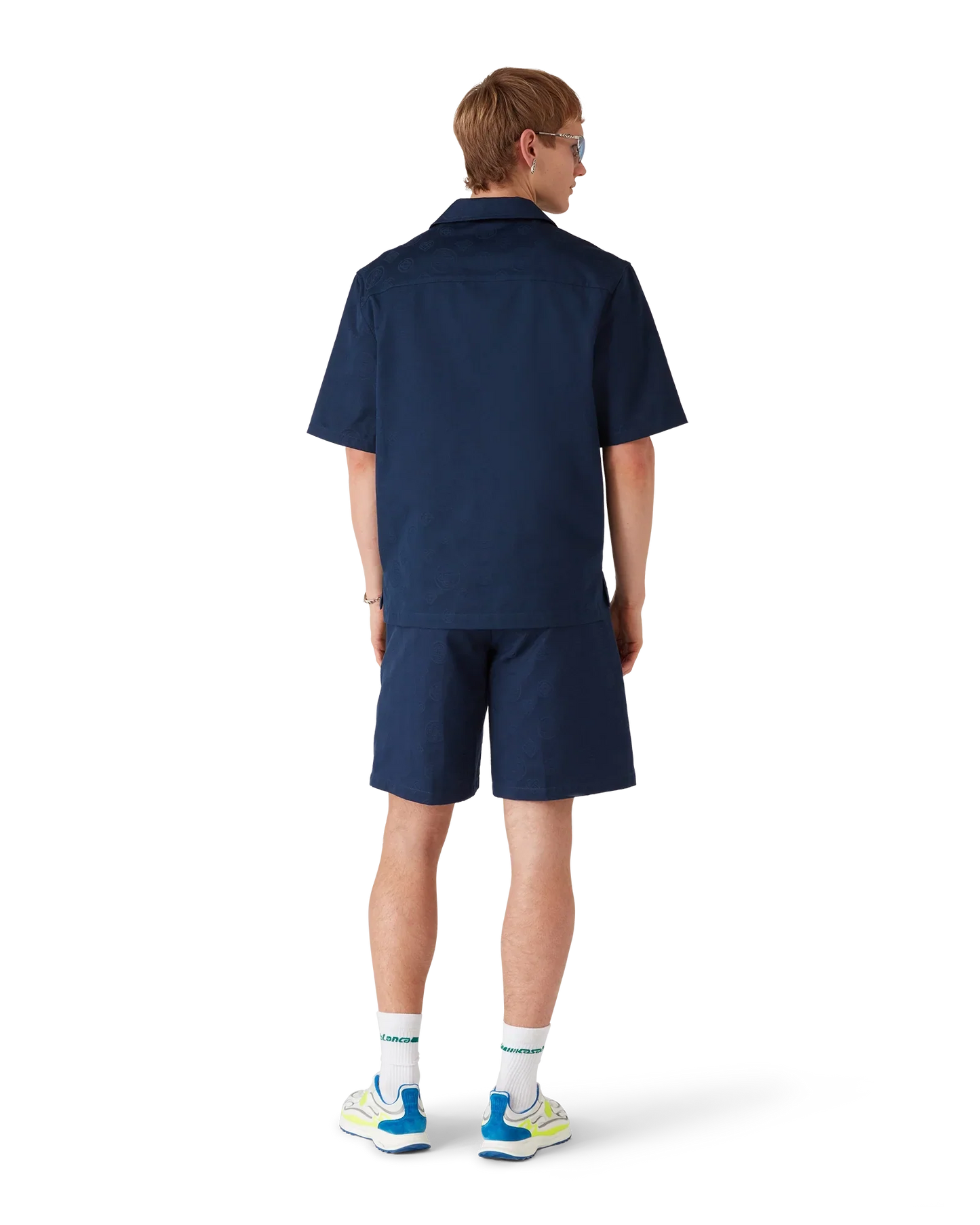 Chemise à manches courtes monogramme marine