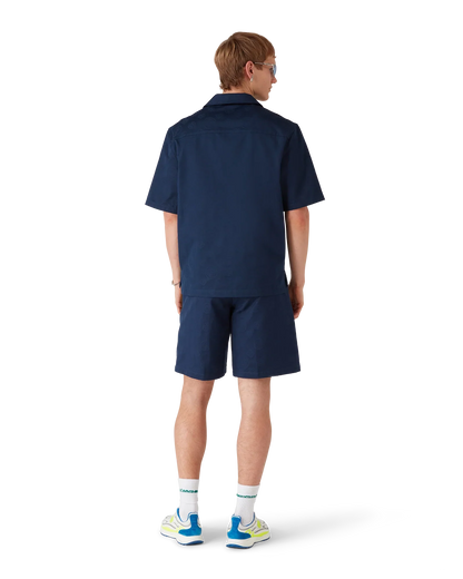 Chemise à manches courtes monogramme marine