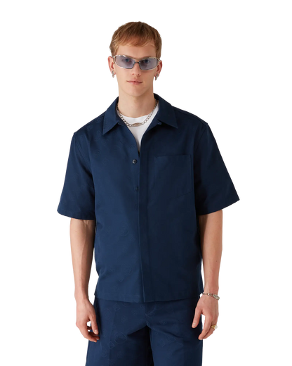 Chemise à manches courtes monogramme marine