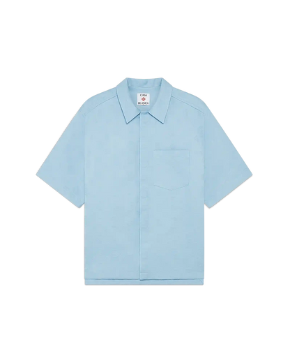 Chemise à manches courtes monogrammée bleu clair