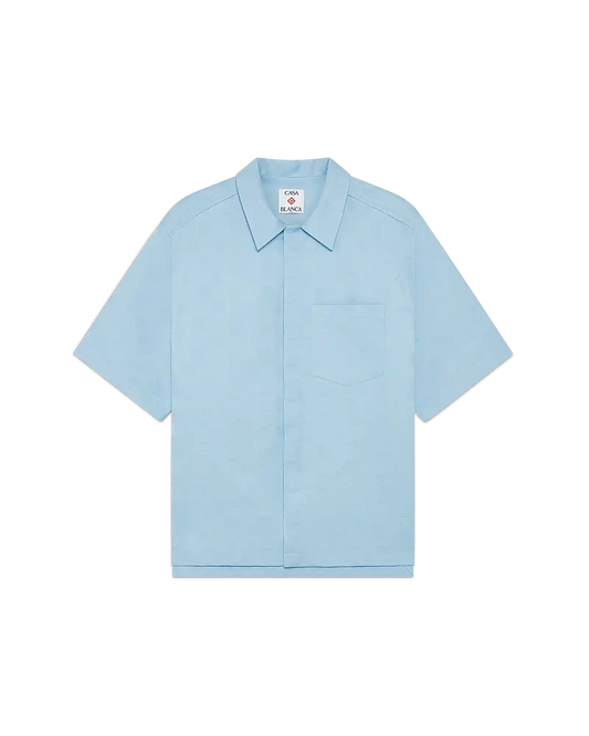 Light Blue Monogram Short Sleeve Shirt