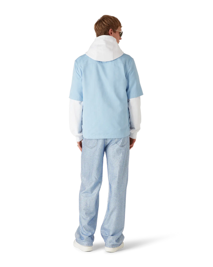 Chemise à manches courtes monogrammée bleu clair