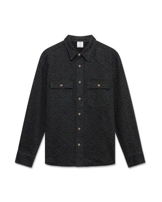 Black Laser Long Sleeve Denim Shirt