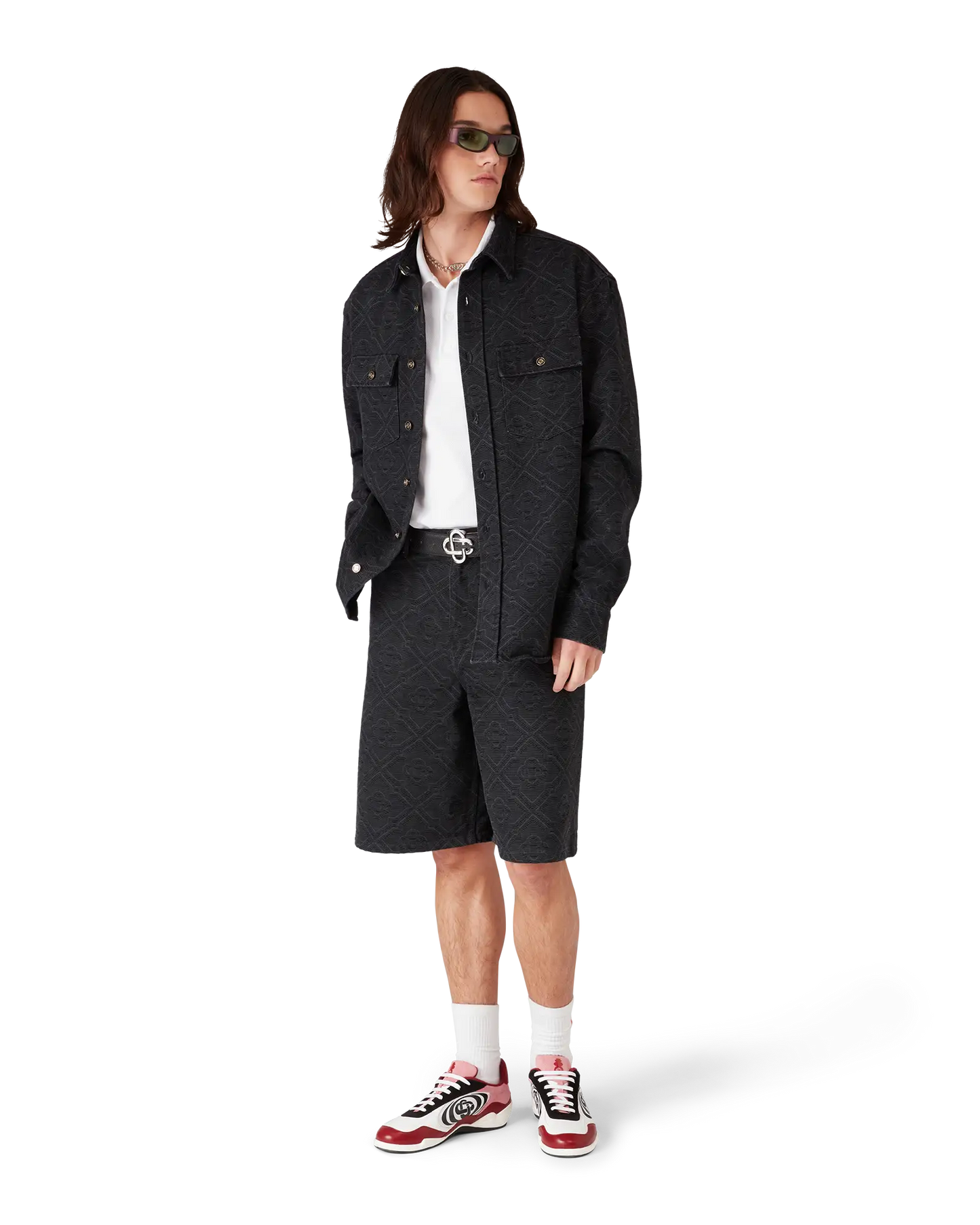 Chemise en jean noire à manches longues Black Laser